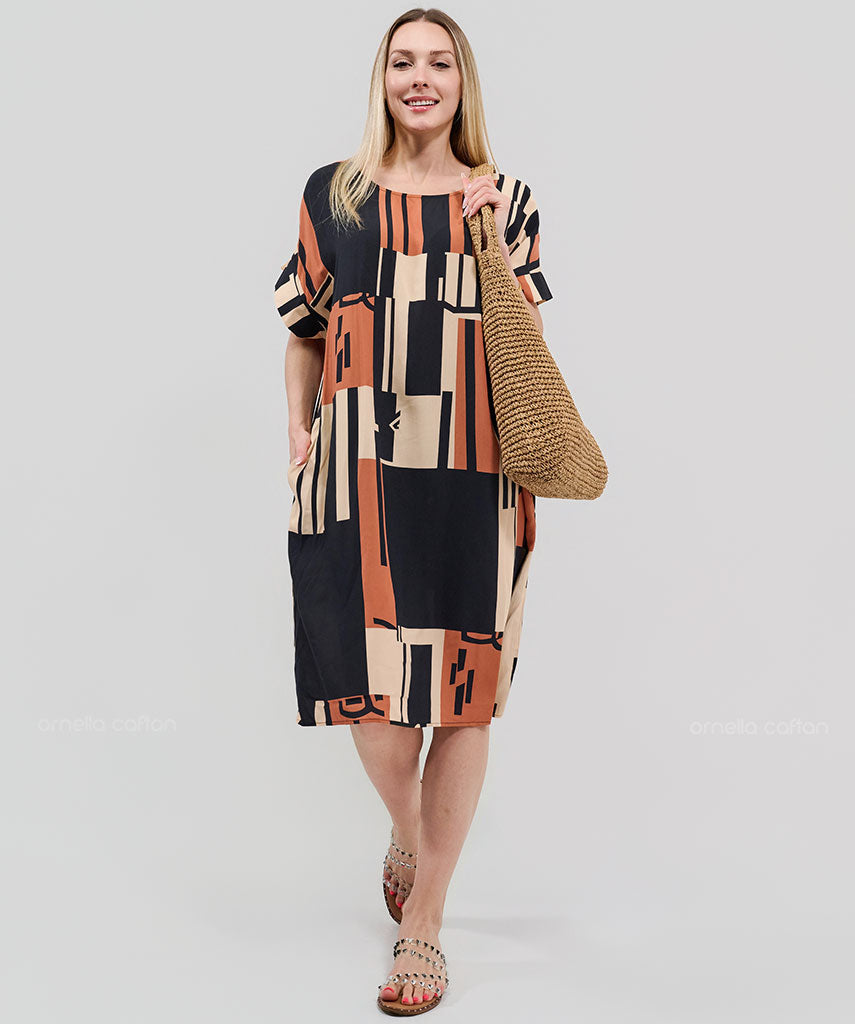 Robe Courte Décontractée à Poches – Ornella Caftan™