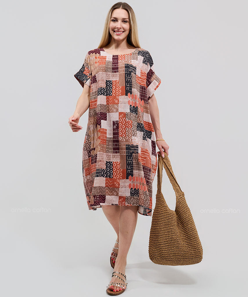Robe Courte Décontractée à Poches – Ornella Caftan™
