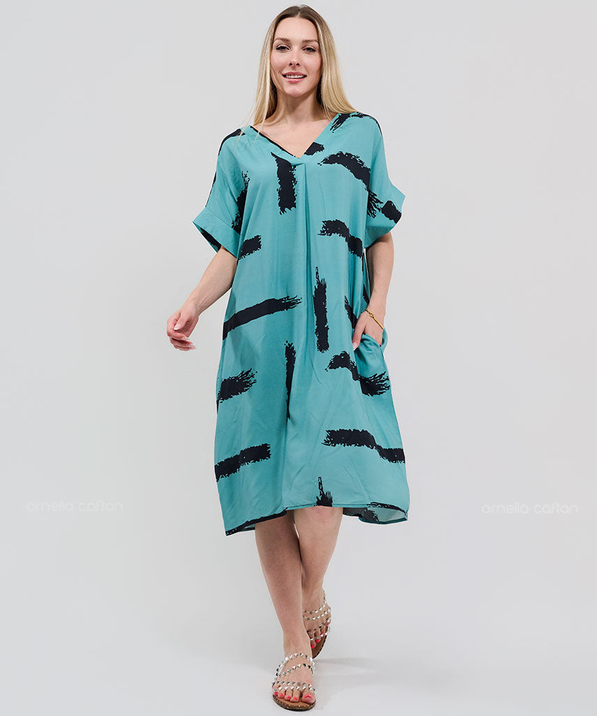 Robe Courte Décontractée à Poches – Ornella Caftan™
