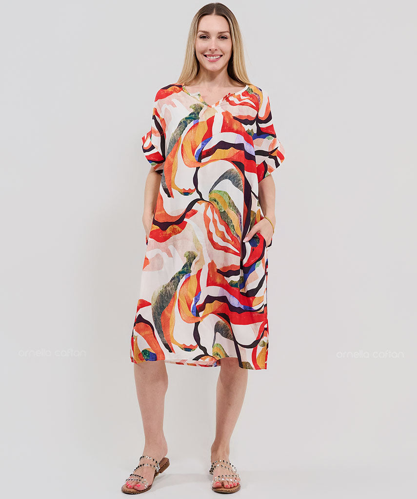 Robe Courte Décontractée à Poches – Ornella Caftan™