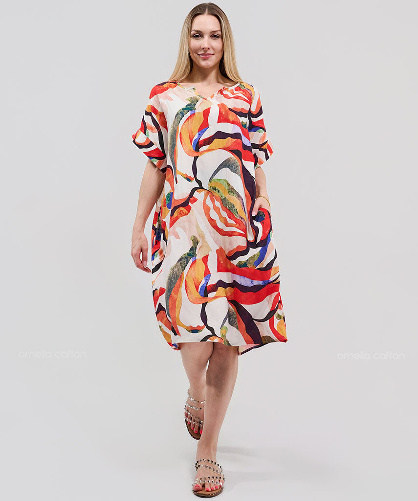 Robe Courte Décontractée à Poches – Ornella Caftan™