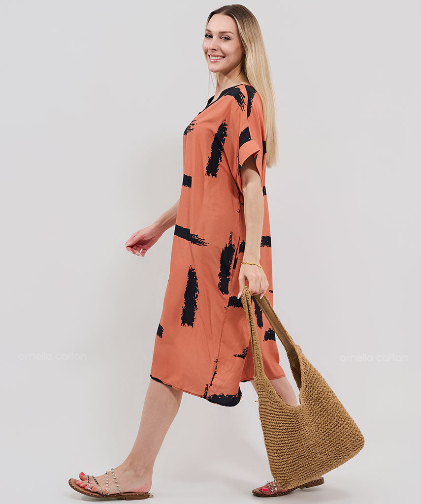 Robe Courte Décontractée à Poches – Ornella Caftan™