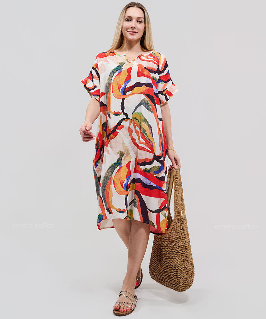 Robe Courte Décontractée à Poches – Ornella Caftan™