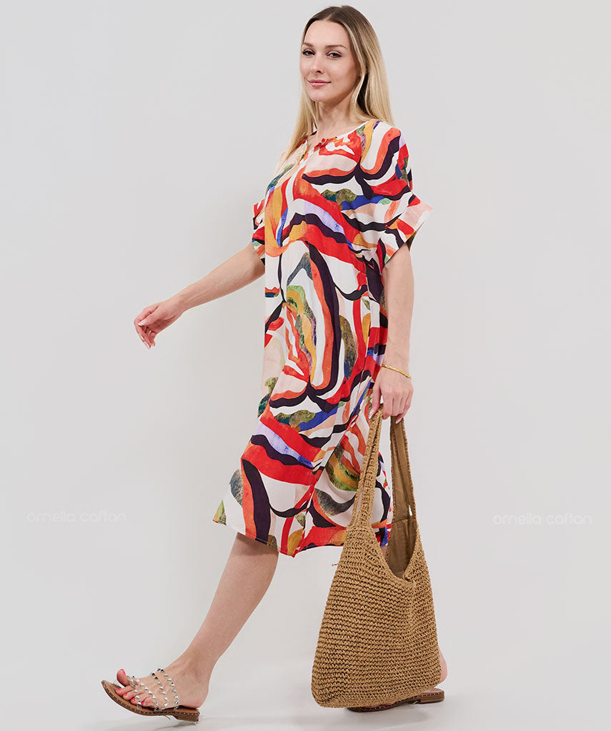 Robe Courte Décontractée à Poches – Ornella Caftan™